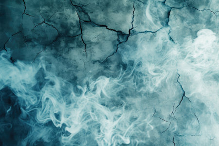 cracked blue cement texture with white smoke. horror backgroundの素材