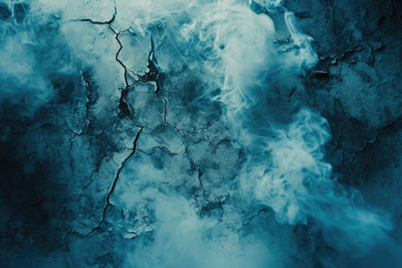 cracked blue cement texture with white smoke. horror backgroundの素材