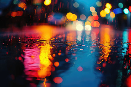 City Street View Through Rain Covered Windowの素材