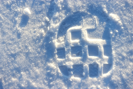 foot prints in fresh snow. close upの写真素材