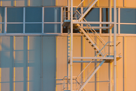 metail stairs on a building. emergency escapeの写真素材