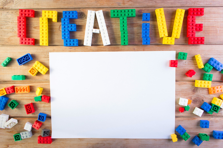 word creative made from lego. child creativity conceptの写真素材