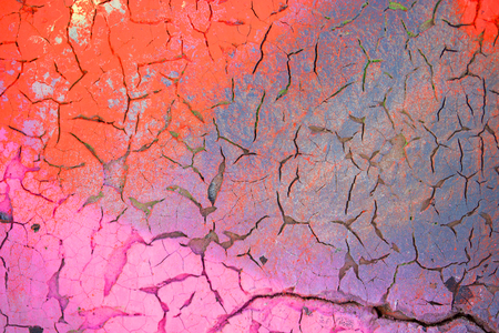 Close-up detail of cracked paint on wall. colorfulの写真素材