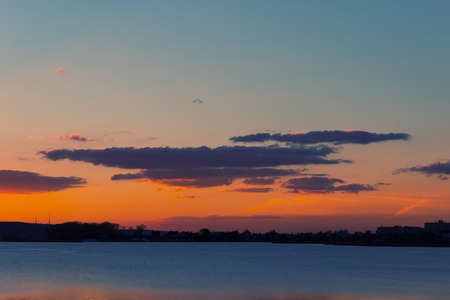 sunrise over the sea and the beach with clear skiesの写真素材