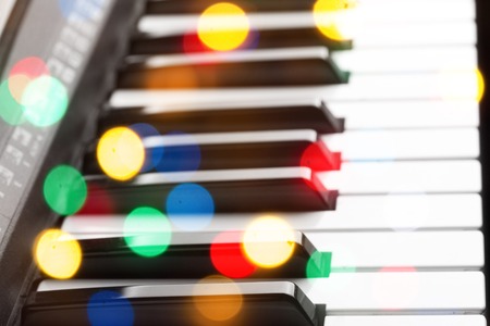 Close-up of piano keyboard. Close frontal viewの写真素材
