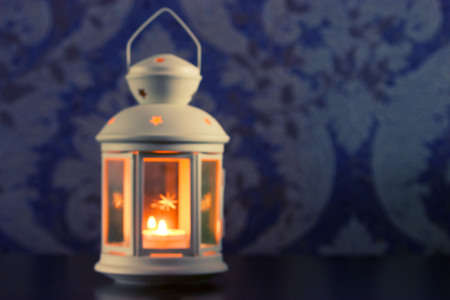 white lantern with a candle background. blured. unfocusedの写真素材