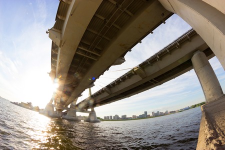 view under the big bridge. fisheye lensの写真素材