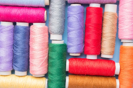 colorful thread background. top view. close up
