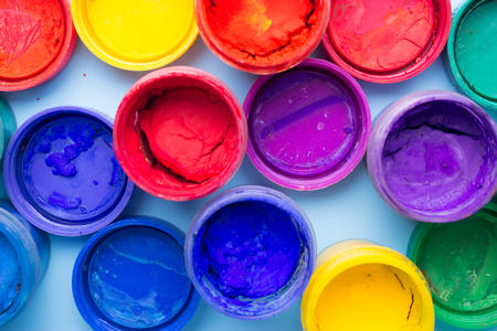 A group of colorful paint cans. texureの写真素材
