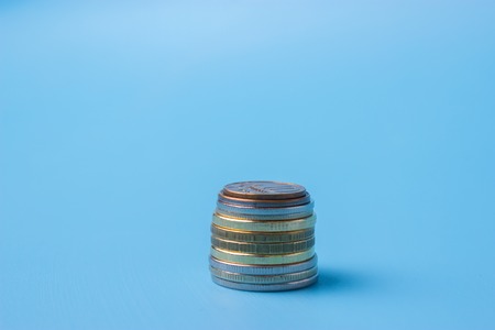 small pile of coins. budget deficit conceptの写真素材