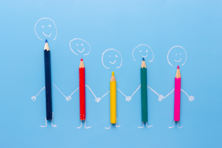 colorful pencils family. a scketch. creativity conceptの写真素材