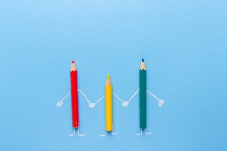 colorful pencils family. a scketch. creativity conceptの写真素材