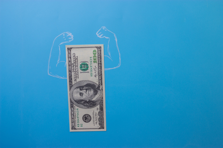 doller bill with muscles. business self confidence conceptの写真素材