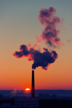 Smoke of chimney writing CO2 in the skyの写真素材