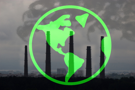 image of the earth on the chimney backgroundの写真素材