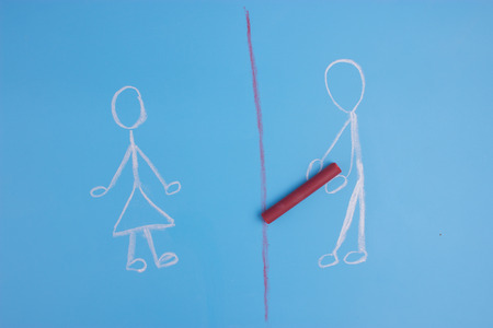 break up concept. border between two peopleの写真素材