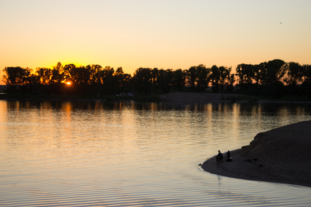 Beautiful sunset on the river. summer eveningのeditorial素材