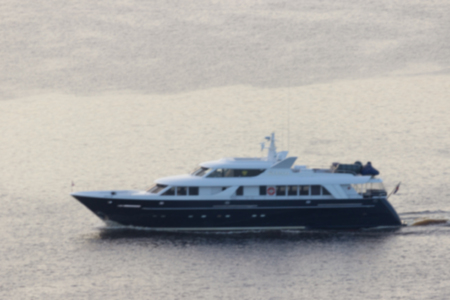 luxury yacht on the water blurred imageのeditorial素材