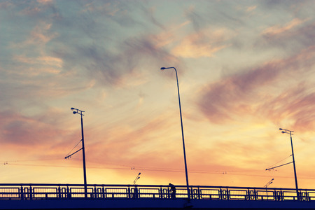 Silhouette of street lightsの写真素材