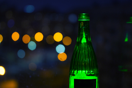 Beer bottles of green glassの写真素材