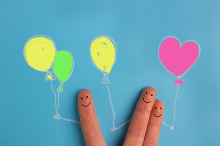 Finger art of friends. The concept of a group of people laughing.の写真素材