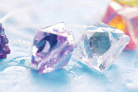 colorful jewellery on the blue background.