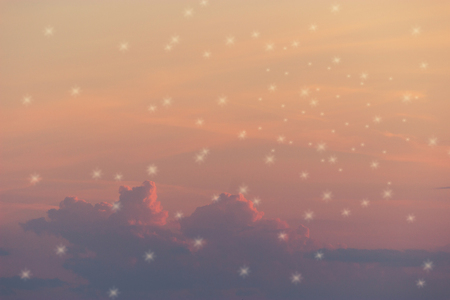 Sunset sky star background. pink clouds and skyの写真素材