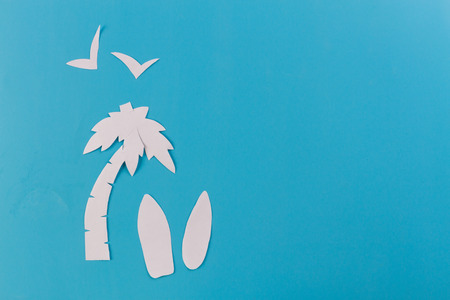 surf concept image, surfboards and palm trees. paper cutの写真素材