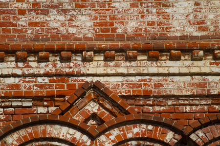 old red brick building. decoration detail close upの写真素材