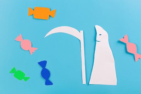 halloween candies concept image. made from paperの写真素材