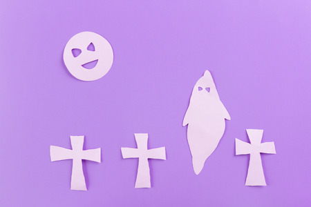 ghost on a graveyard made from paperの写真素材