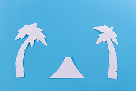 Concept of house in paper on orange backgroundの写真素材