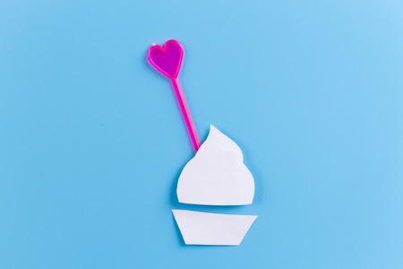 Pink cupcake decorated image. made from paperの写真素材