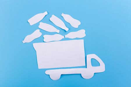 garbage truck leaves garbage in the forestの写真素材