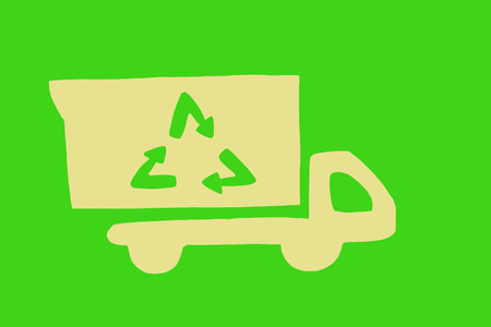 green Garbage truck. recycle signの写真素材