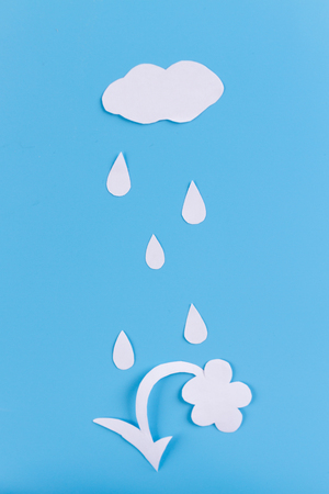 acid rain concept. paper cut of clouds and dropsの写真素材