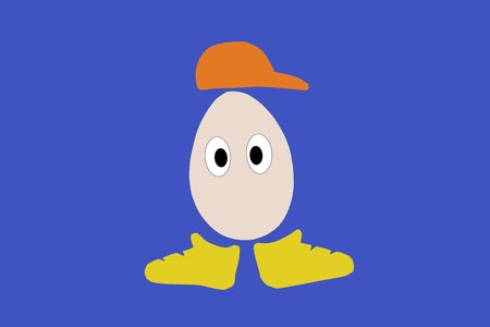egg character as a cool rapper. blue backgroundの写真素材