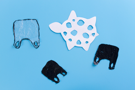 Plastic pollution in ocean environmental problem. concept imageの写真素材