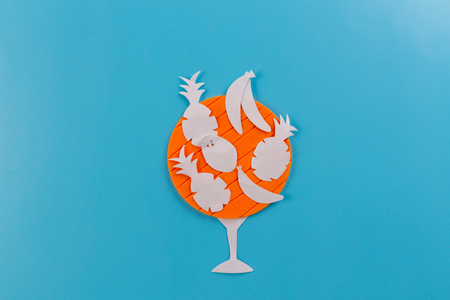 plate full of fruits made of paper. conceptの写真素材