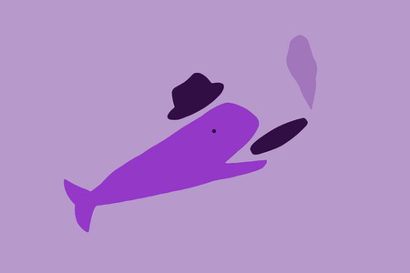 funny Cute Whale character with a cigarの写真素材