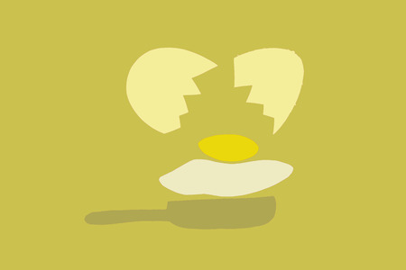 Scrambled eggs on the pan. illustrationの写真素材
