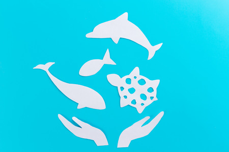 save the ocean concept. made of paper