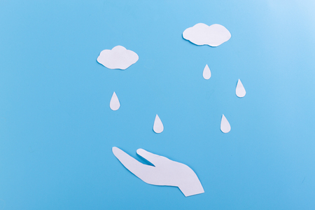 rain water on hand. cartoon styleの写真素材