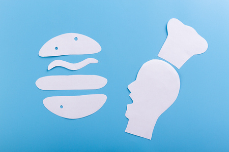 cartoon burger image on the blue backgroundの写真素材