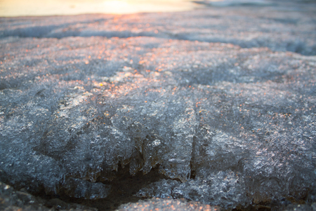 frozen landscape image. frozen river and sandの写真素材
