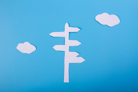 guidepost with arrows and copy space. cartoon