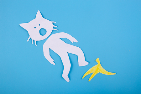 Person slipping on a banana peel. humorの写真素材