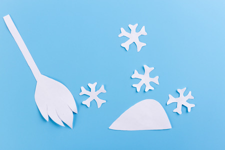 Snow clearing. remove snow. cartoon styleの写真素材