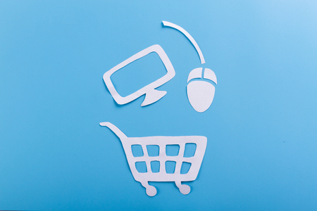 electronic device shopping concept. cartoon styleの写真素材