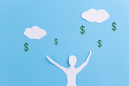 dollar rain concept. cartoon styleの写真素材